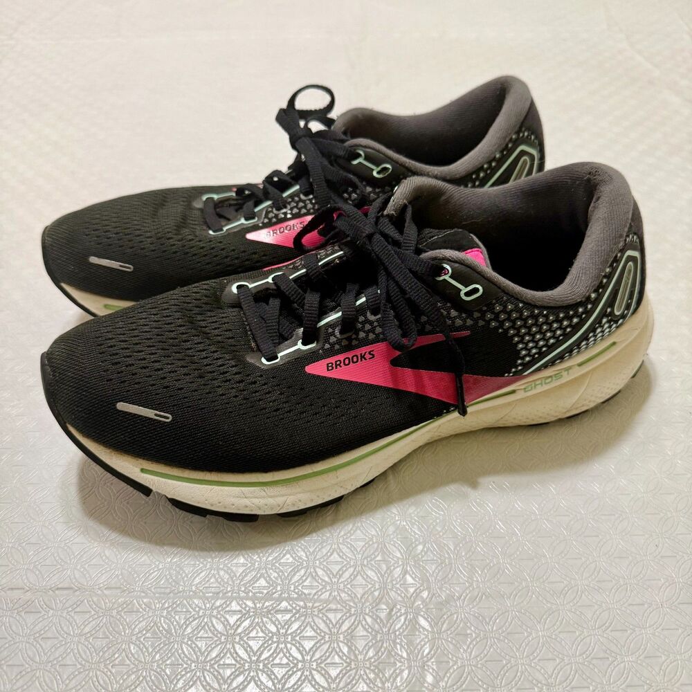 Brooks Ghost 14 Women's Running Shoes Black Pink Yucca 1203561B013 Size 11